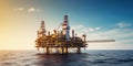 Offshore drilling for gas and petroleum. Oil platform oil rig or offshore platform. Royalty Free Stock Photo