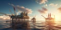 Offshore drilling for gas and petroleum. Oil platform oil rig or offshore platform. Royalty Free Stock Photo