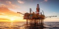 Offshore drilling for gas and petroleum. Oil platform oil rig or offshore platform. Royalty Free Stock Photo