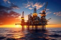Offshore drilling for gas and petroleum. Oil platform oil rig or offshore platform. Royalty Free Stock Photo