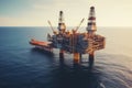 Offshore drilling for gas and petroleum. Oil platform oil rig or offshore platform. Royalty Free Stock Photo