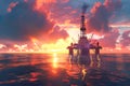 Offshore drilling rig on the sea, oil platform for gas and petroleum or crude oil Royalty Free Stock Photo