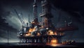 Offshore drilling rig on the sea. Oil platform for gas and petroleum or crude oil. Industrial Royalty Free Stock Photo