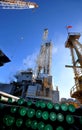 Offshore exploration, drilling rig standing on an offshore platform. Royalty Free Stock Photo