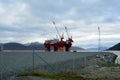 The offshore floating hotel, floatel superior, docked in Tromsoe awaiting further work