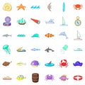 Offshore icons set, cartoon style