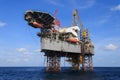 Offshore Jack Up Drilling Rig Over The Production Platform in Th