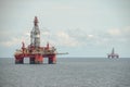 Offshore jack up rig in the middle of sea Royalty Free Stock Photo
