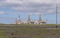 Offshore Oil Drilling Rigs in Drydock Royalty Free Stock Photo