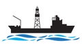 Drilling ship icon vector