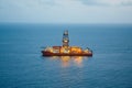 Offshore oil and gas drillship with illumination Royalty Free Stock Photo