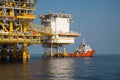 Offshore oil and gas production and exploration business. Production oil and gas plant and main construction platform in the sea