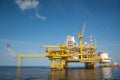 Offshore oil and gas production and exploration business. Production oil and gas plant and main construction platform in the sea Royalty Free Stock Photo