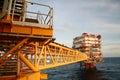 Offshore oil and gas production platform. The construction platform in offshore business. Petroleum production for support the pow