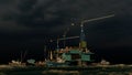 Offshore oil and gas rig platform 3d rendering Royalty Free Stock Photo