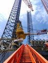 Offshore and oil jack-up platform with three structure leg and ladder