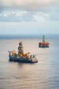 Offshore oil platform and gas drillship Royalty Free Stock Photo