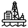 Offshore oil production icon, outline style