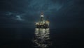 Offshore Oil Rig at Night Royalty Free Stock Photo