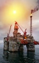 Offshore Oil Rig on North Sea flare venting Royalty Free Stock Photo