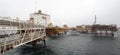 Overview of a large oil rig at sea Royalty Free Stock Photo