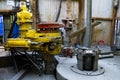 Offshore oil rig worker prepare tool and equipment for perforation oil and gas well at wellhead platform. Making up a drill pipe Royalty Free Stock Photo