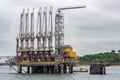 Offshore oil terminal in Firth of Forth near Scottish Edinburgh