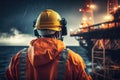 Offshore oilrig workers woking at an oilrig Royalty Free Stock Photo
