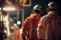 Offshore oilrig workers woking at an oilrig