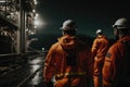 Offshore oilrig workers woking at an oilrig