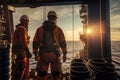 Offshore oilrig workers woking at an oilrig