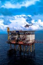 Offshore production platform with hlicopter Royalty Free Stock Photo