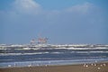 Offshore natural gas production platfom near the beach