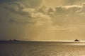 Offshore supply and diving support vessel working on a oil industry project at sea. Royalty Free Stock Photo