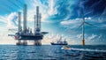 Offshore Symphony: Artistic Rendering of offshore construction platform, generative ai Royalty Free Stock Photo