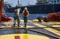 Offshore vessel crew working on deck