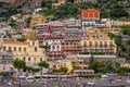 Offshore view of Positano village along Amalfi Coast in Italy. Royalty Free Stock Photo