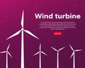 Offshore wind farm infographics template. Ecological power plant. Wind energy power concept poster header. Wind farm energy sign.