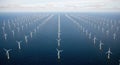 Offshore Wind Farm with Multiple Wind Turbines in the Ocean Royalty Free Stock Photo