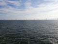 Offshore wind farm in the sea. Wind turbine in the water Royalty Free Stock Photo