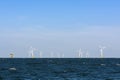 Offshore wind farm with substation Royalty Free Stock Photo