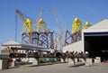 An offshore wind turbine base construction site on the River Tyne Royalty Free Stock Photo