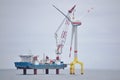 Offshore wind turbine installation in the sea Royalty Free Stock Photo