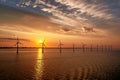 offshore wind turbine park in baltic sea nearby Danmark Royalty Free Stock Photo