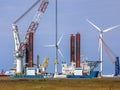 Offshore wind turbine supply vessel Royalty Free Stock Photo