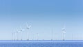 Offshore Wind Turbines Farm panorama.