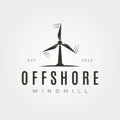 offshore windmill vintage logo vector symbol illustration design