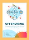 Offshoring brochure template layout. Business partnership. Flyer, booklet, leaflet print design with linear