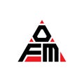 OFM triangle letter logo design with triangle shape. OFM triangle logo design monogram. OFM triangle vector logo template with red Royalty Free Stock Photo
