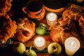 Ofrenda dÃÂ­a de muertos, Mexican Day of the dead altar, Candles in a offering Mexico Royalty Free Stock Photo